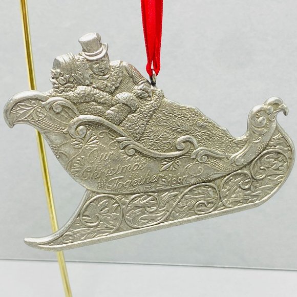 Our Christmas Together Hallmark Keepsake Ornament 1997 Couple Sleigh Ride - Picture 2 of 8